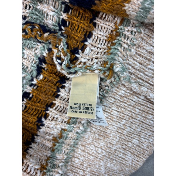 LL Bean Cotton Ragg Open Cardigan Fair Isle Cozy Sweater Size XL Pockets - Picture 7 of 11